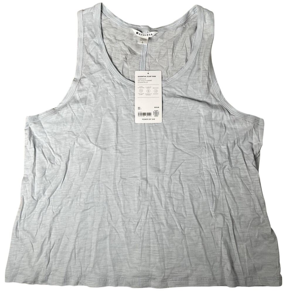 Athleta Tank Womens L Gray Essential Slub Camisole Cotton Scoop Neck Activewear
